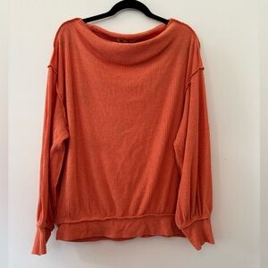 Free People Orange Ribbed Top